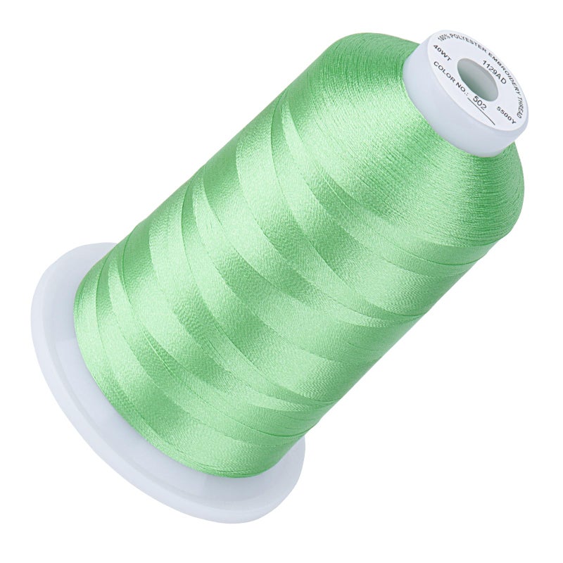 Simthread 5500Yds Embroidery Thread, 5000M High-Yardage 40WT 100% Polyester Thread - 170+ Vivid Colors, High-Speed Rated - Compatible with Brother, Singer, Janome & More - Mint Green 502 - Image 1